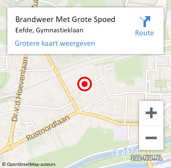 Locatie op kaart van de 112 melding: Brandweer Met Grote Spoed Naar Eefde, Gymnastieklaan op 3 juli 2017 15:41