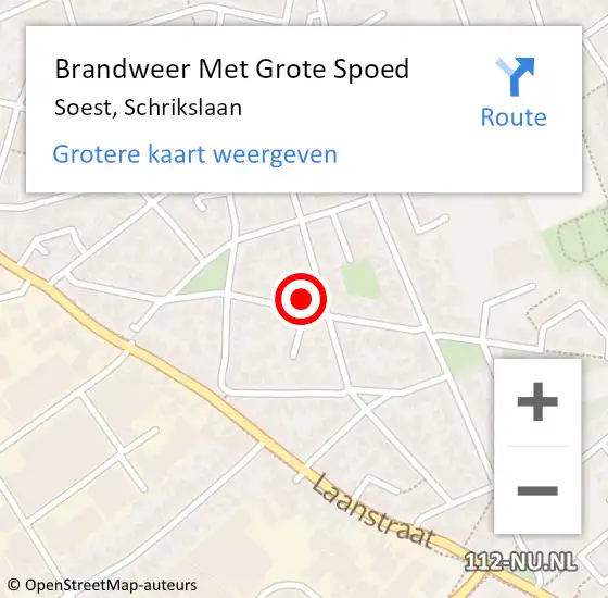 Locatie op kaart van de 112 melding: Brandweer Met Grote Spoed Naar Soest, Schrikslaan op 3 juli 2017 16:00