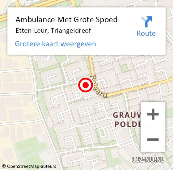 Locatie op kaart van de 112 melding: Ambulance Met Grote Spoed Naar Etten-Leur, Triangeldreef op 3 juli 2017 16:12