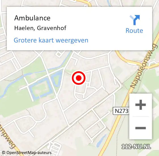 Locatie op kaart van de 112 melding: Ambulance Haelen, Gravenhof op 3 juli 2017 16:28