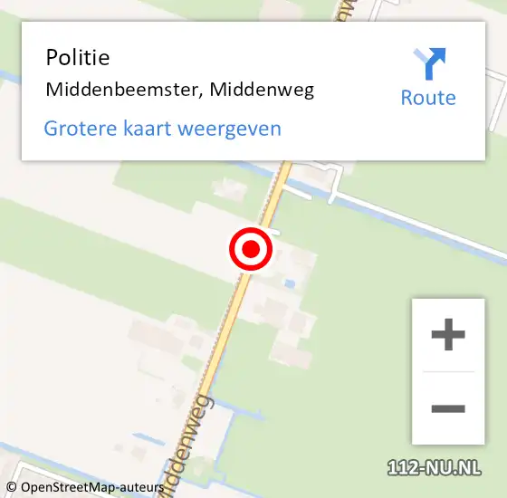 Locatie op kaart van de 112 melding: Politie Middenbeemster, Middenweg op 3 juli 2017 16:38