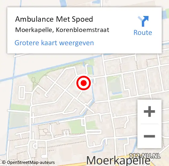 Locatie op kaart van de 112 melding: Ambulance Met Spoed Naar Moerkapelle, Korenbloemstraat op 3 juli 2017 17:37