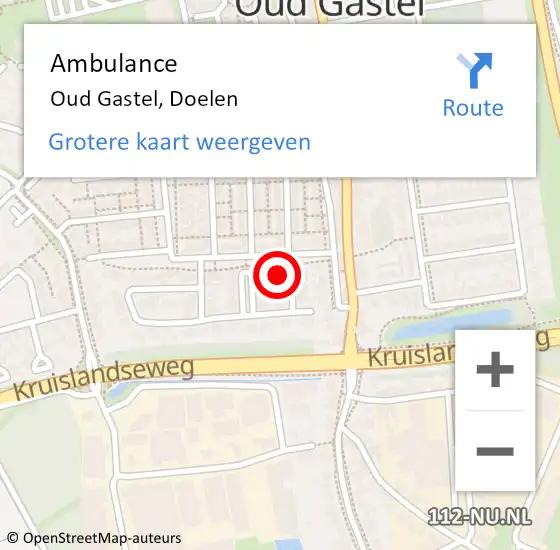 Locatie op kaart van de 112 melding: Ambulance Oud Gastel, Doelen op 3 juli 2017 17:51