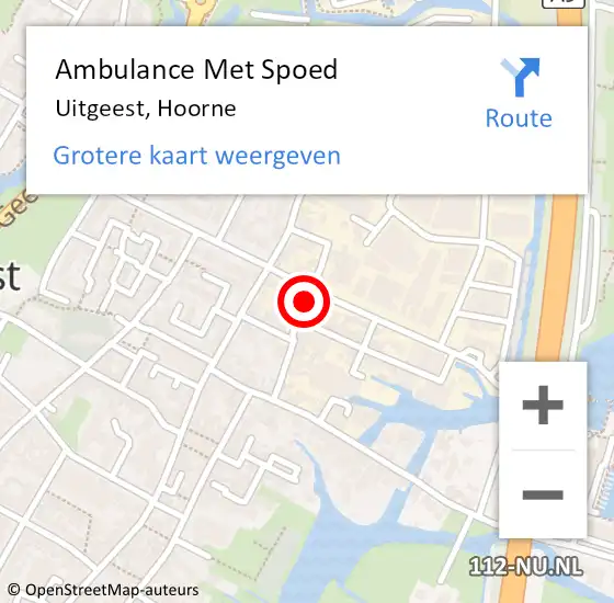 Locatie op kaart van de 112 melding: Ambulance Met Spoed Naar Uitgeest, Hoorne op 3 juli 2017 18:00