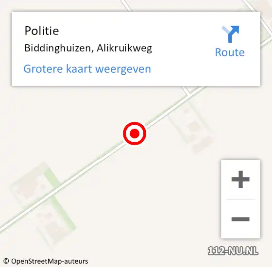 Locatie op kaart van de 112 melding: Politie Biddinghuizen, Alikruikweg op 3 juli 2017 19:03