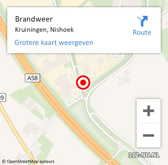 Locatie op kaart van de 112 melding: Brandweer Kruiningen, Nishoek op 3 juli 2017 19:37