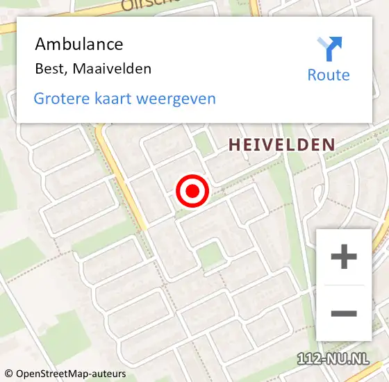 Locatie op kaart van de 112 melding: Ambulance Best, Maaivelden op 3 juli 2017 19:40