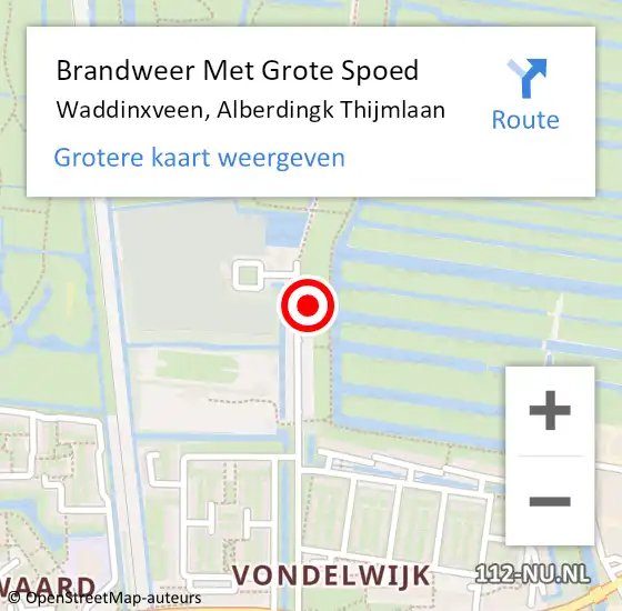 Locatie op kaart van de 112 melding: Brandweer Met Grote Spoed Naar Waddinxveen, Alberdingk Thijmlaan op 3 juli 2017 20:05