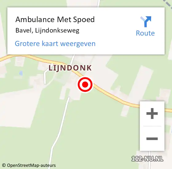 Locatie op kaart van de 112 melding: Ambulance Met Spoed Naar Bavel, Lijndonkseweg op 3 juli 2017 20:11