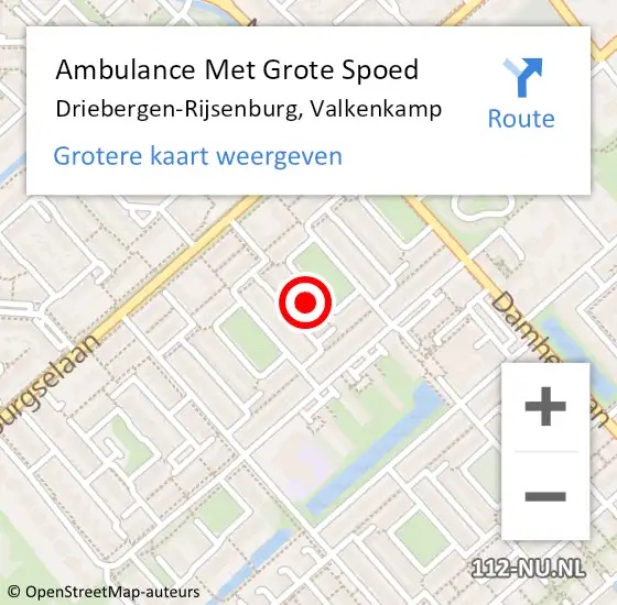 Locatie op kaart van de 112 melding: Ambulance Met Grote Spoed Naar Driebergen-Rijsenburg, Valkenkamp op 3 juli 2017 20:41