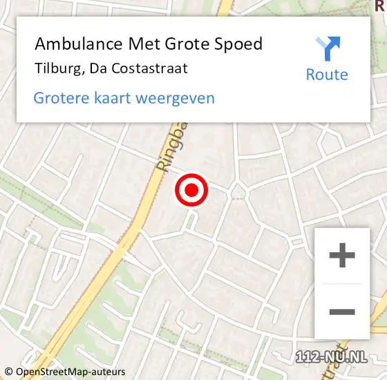 Locatie op kaart van de 112 melding: Ambulance Met Grote Spoed Naar Tilburg, Da Costastraat op 3 juli 2017 20:48