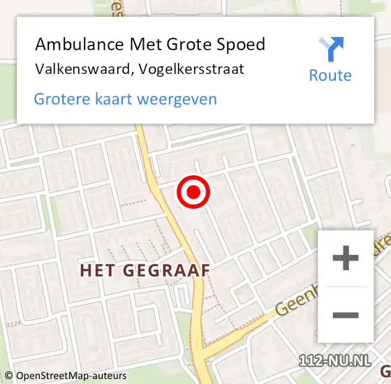 Locatie op kaart van de 112 melding: Ambulance Met Grote Spoed Naar Valkenswaard, Vogelkersstraat op 3 juli 2017 21:02