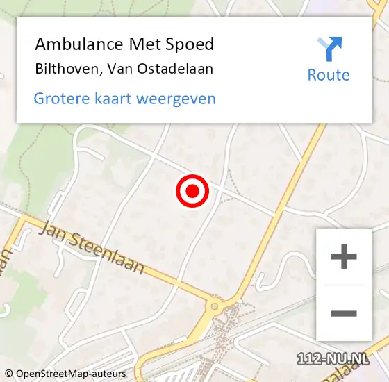 Locatie op kaart van de 112 melding: Ambulance Met Spoed Naar Bilthoven, Van Ostadelaan op 3 juli 2017 21:35