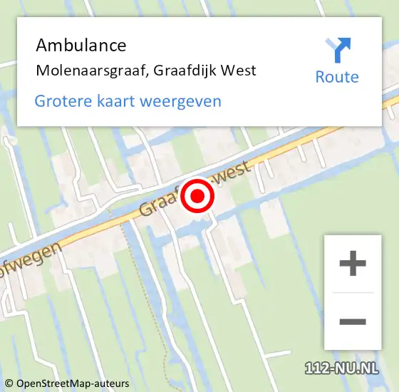 Locatie op kaart van de 112 melding: Ambulance Molenaarsgraaf, Graafdijk West op 4 juli 2017 00:52