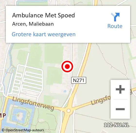 Locatie op kaart van de 112 melding: Ambulance Met Spoed Naar Arcen, Maliebaan op 4 juli 2017 02:19