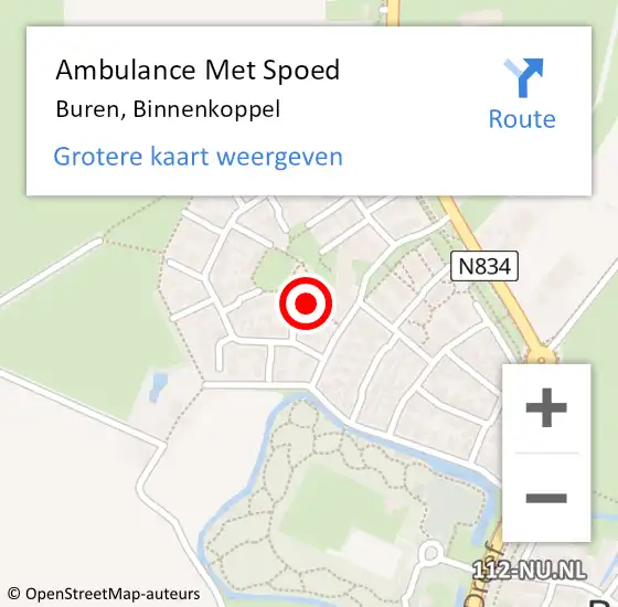 Locatie op kaart van de 112 melding: Ambulance Met Spoed Naar Buren, Binnenkoppel op 4 juli 2017 02:24