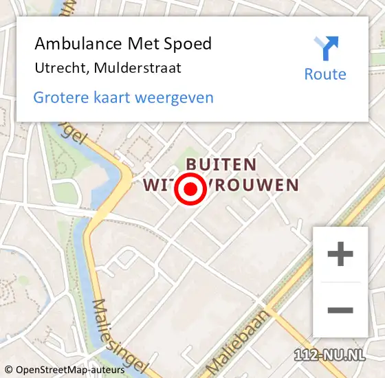 Locatie op kaart van de 112 melding: Ambulance Met Spoed Naar Utrecht, Mulderstraat op 4 juli 2017 06:24