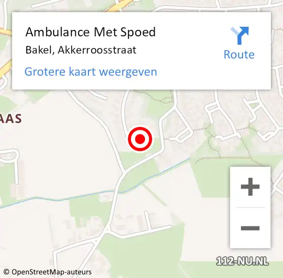 Locatie op kaart van de 112 melding: Ambulance Met Spoed Naar Bakel, Akkerroosstraat op 4 juli 2017 07:01