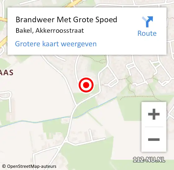 Locatie op kaart van de 112 melding: Brandweer Met Grote Spoed Naar Bakel, Akkerroosstraat op 4 juli 2017 07:02