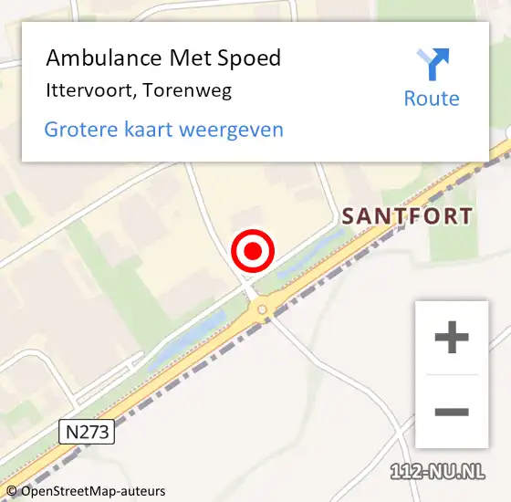 Locatie op kaart van de 112 melding: Ambulance Met Spoed Naar Ittervoort, Torenweg op 4 juli 2017 07:21