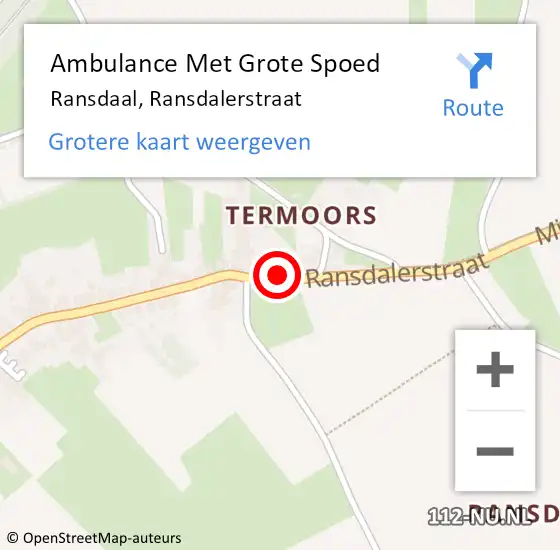 Locatie op kaart van de 112 melding: Ambulance Met Grote Spoed Naar Ransdaal, Ransdalerstraat op 25 januari 2014 22:06