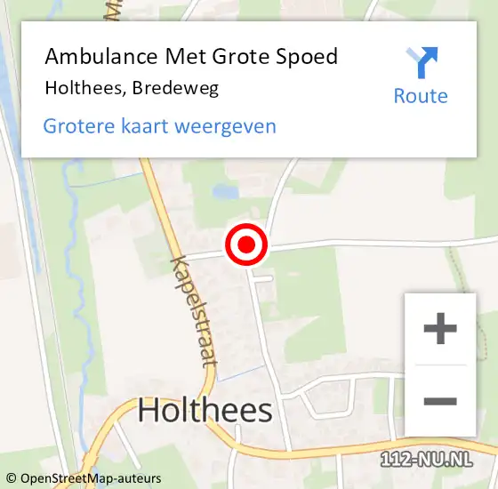 Locatie op kaart van de 112 melding: Ambulance Met Grote Spoed Naar Holthees, Bredeweg op 4 juli 2017 08:35