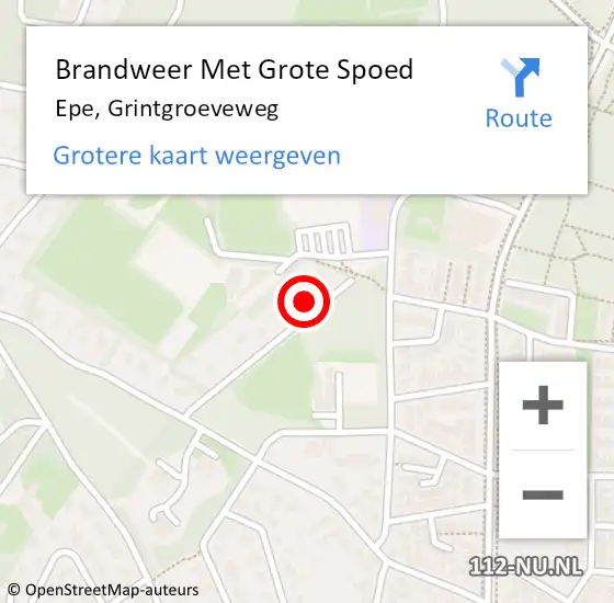 Locatie op kaart van de 112 melding: Brandweer Met Grote Spoed Naar Epe, Grintgroeveweg op 4 juli 2017 08:53