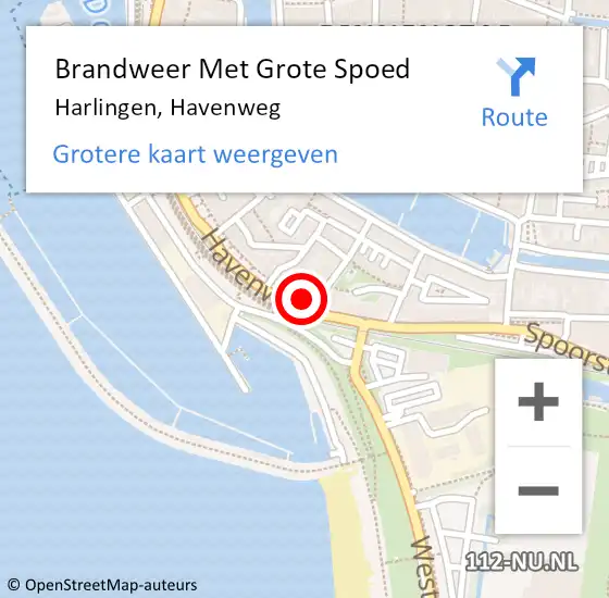 Locatie op kaart van de 112 melding: Brandweer Met Grote Spoed Naar Harlingen, Havenweg op 4 juli 2017 09:09