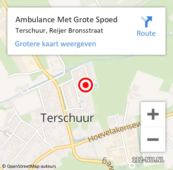 Locatie op kaart van de 112 melding: Ambulance Met Grote Spoed Naar Terschuur, Reijer Bronsstraat op 4 juli 2017 09:27
