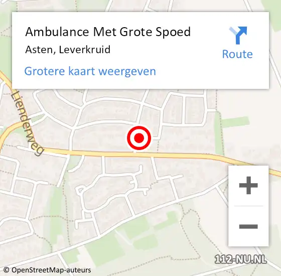 Locatie op kaart van de 112 melding: Ambulance Met Grote Spoed Naar Asten, Leverkruid op 4 juli 2017 09:49