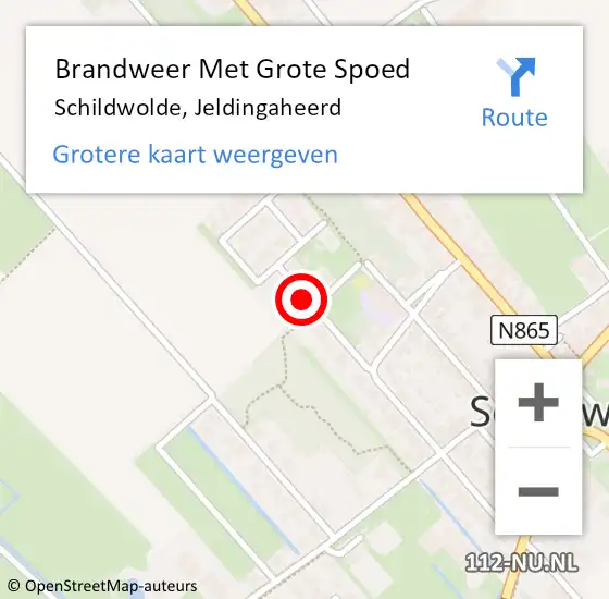 Locatie op kaart van de 112 melding: Brandweer Met Grote Spoed Naar Schildwolde, Jeldingaheerd op 4 juli 2017 09:52