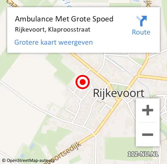 Locatie op kaart van de 112 melding: Ambulance Met Grote Spoed Naar Rijkevoort, Klaproosstraat op 4 juli 2017 10:28