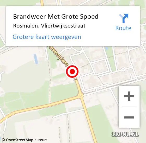 Locatie op kaart van de 112 melding: Brandweer Met Grote Spoed Naar Rosmalen, Vliertwijksestraat op 4 juli 2017 10:38