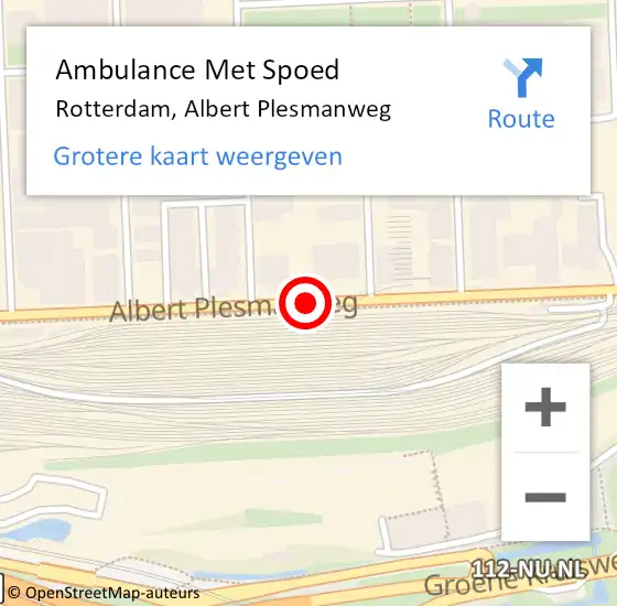 Locatie op kaart van de 112 melding: Ambulance Met Spoed Naar Rotterdam, Albert Plesmanweg op 4 juli 2017 10:54
