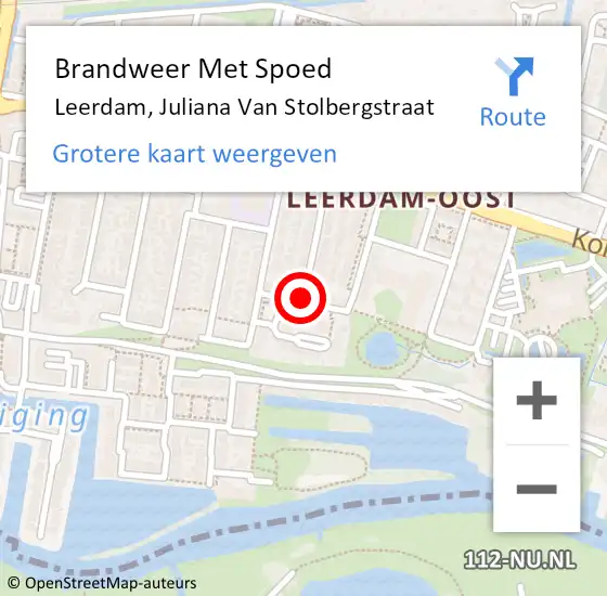 Locatie op kaart van de 112 melding: Brandweer Met Spoed Naar Leerdam, Juliana Van Stolbergstraat op 4 juli 2017 11:17