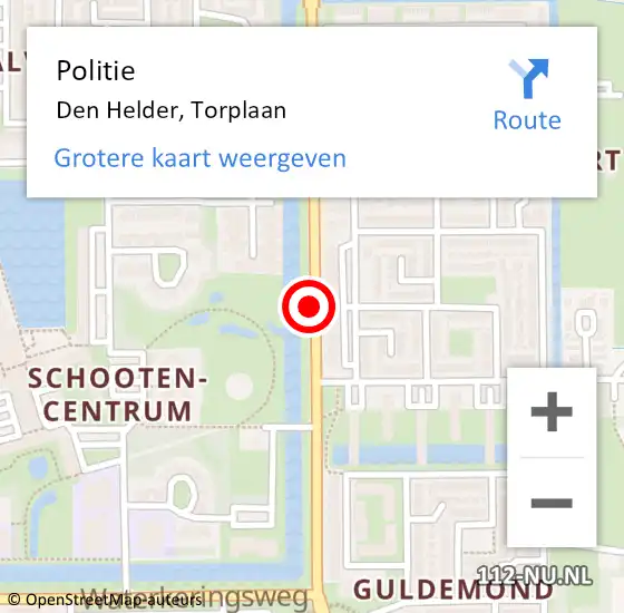 Locatie op kaart van de 112 melding: Politie Den Helder, Torplaan op 4 juli 2017 11:19