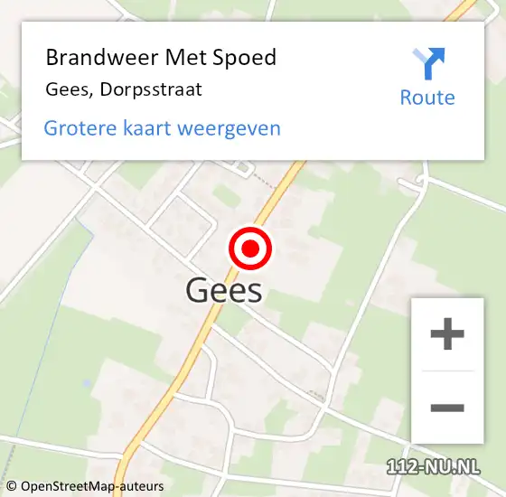 Locatie op kaart van de 112 melding: Brandweer Met Spoed Naar Gees, Dorpsstraat op 4 juli 2017 11:23