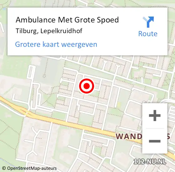 Locatie op kaart van de 112 melding: Ambulance Met Grote Spoed Naar Tilburg, Lepelkruidhof op 4 juli 2017 12:21