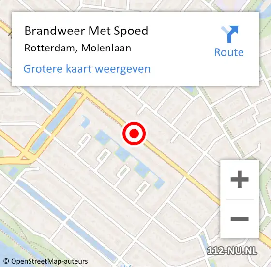 Locatie op kaart van de 112 melding: Brandweer Met Spoed Naar Rotterdam, Molenlaan op 4 juli 2017 12:50