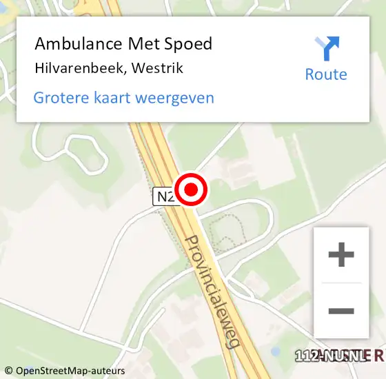 Locatie op kaart van de 112 melding: Ambulance Met Spoed Naar Hilvarenbeek, Westrik op 4 juli 2017 13:53