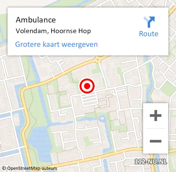 Locatie op kaart van de 112 melding: Ambulance Volendam, Hoornse Hop op 4 juli 2017 14:01