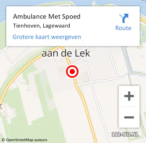 Locatie op kaart van de 112 melding: Ambulance Met Spoed Naar Tienhoven, Lagewaard op 4 juli 2017 14:04