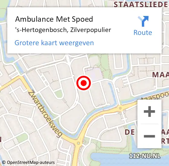 Locatie op kaart van de 112 melding: Ambulance Met Spoed Naar 's-Hertogenbosch, Zilverpopulier op 4 juli 2017 14:37