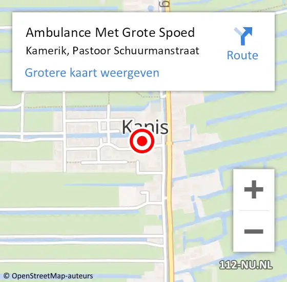 Locatie op kaart van de 112 melding: Ambulance Met Grote Spoed Naar Kamerik, Pastoor Schuurmanstraat op 4 juli 2017 14:46