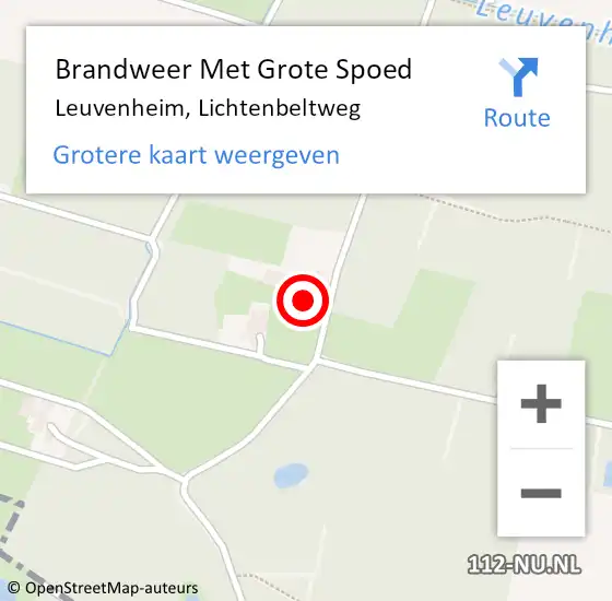 Locatie op kaart van de 112 melding: Brandweer Met Grote Spoed Naar Leuvenheim, Lichtenbeltweg op 4 juli 2017 14:56