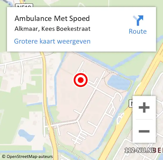 Locatie op kaart van de 112 melding: Ambulance Met Spoed Naar Alkmaar, Kees Boekestraat op 4 juli 2017 15:08