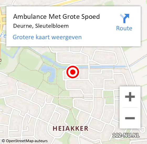 Locatie op kaart van de 112 melding: Ambulance Met Grote Spoed Naar Deurne, Sleutelbloem op 4 juli 2017 15:28