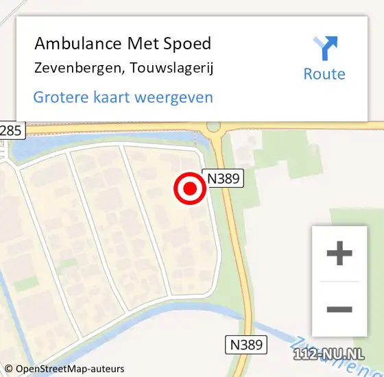 Locatie op kaart van de 112 melding: Ambulance Met Spoed Naar Zevenbergen, Touwslagerij op 4 juli 2017 15:31