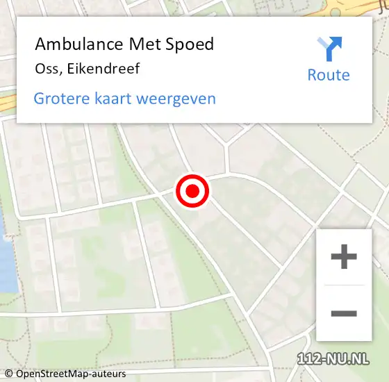 Locatie op kaart van de 112 melding: Ambulance Met Spoed Naar Oss, Eikendreef op 4 juli 2017 16:25