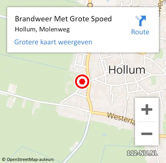 Locatie op kaart van de 112 melding: Brandweer Met Grote Spoed Naar Hollum, Molenweg op 4 juli 2017 16:36